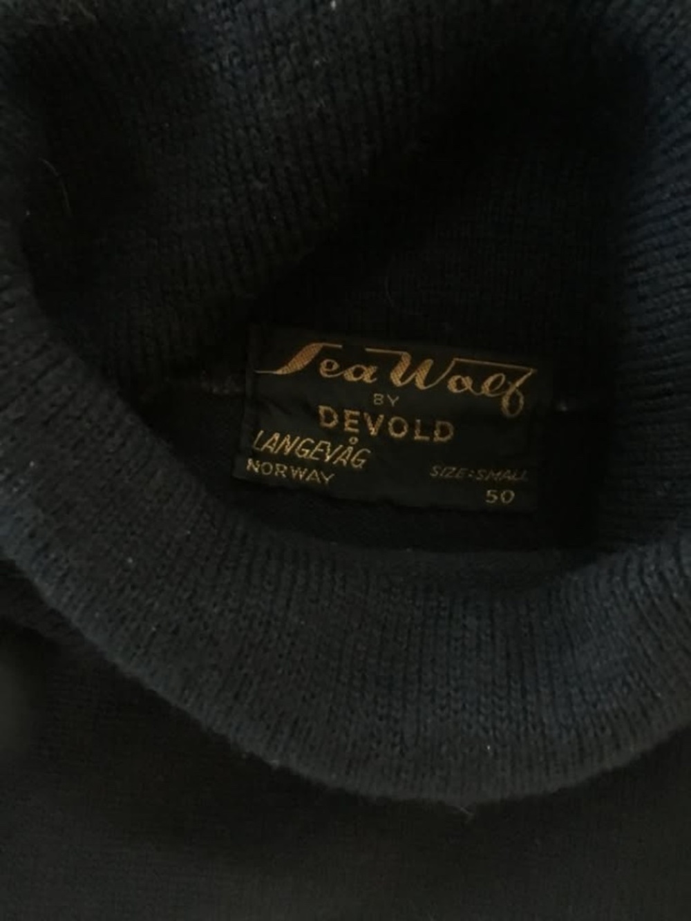 Vintage 1950's / Sea Wolf Devold Sweater / Navy Blue / Heavy Wool / Turtleneck /